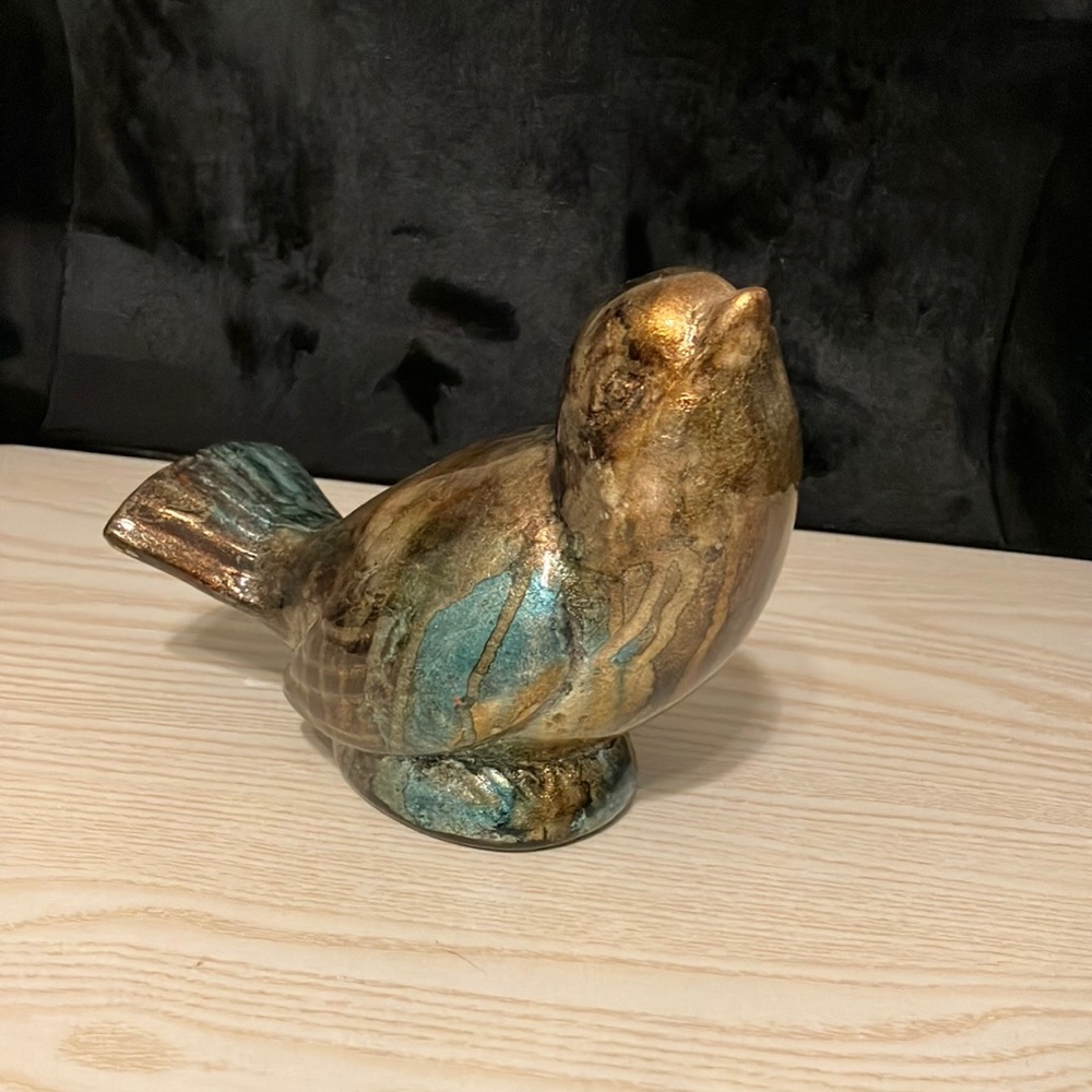 Elegant Gold and Blue Bird Figurine